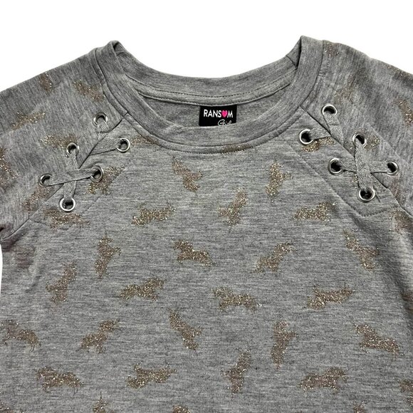Ransom Girl S (7/8) Gray Sparkly Unicorn Sweatshirt - Picture 3 of 5